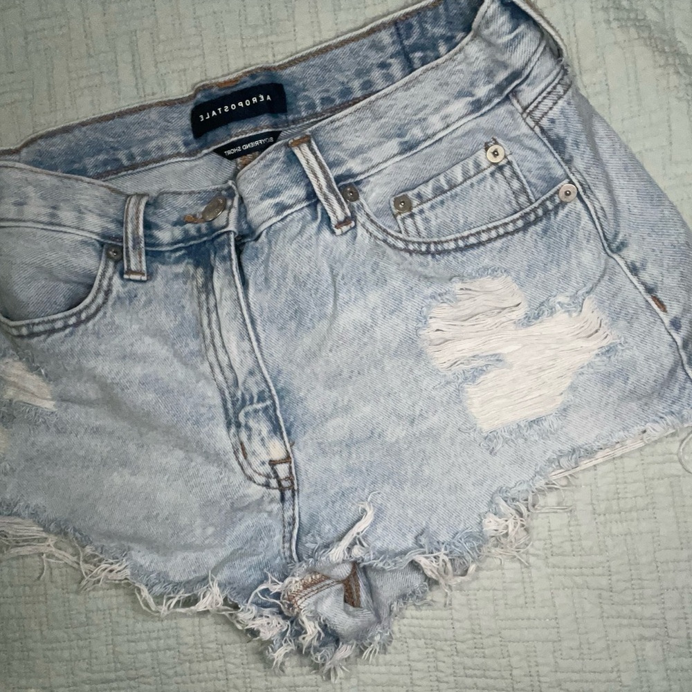 Aeropostale Blue Jean Shorts Distressed Style